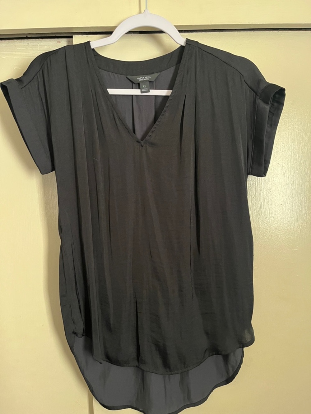 Women's Black V-Neck Short Sleeve Blouse by Worthington